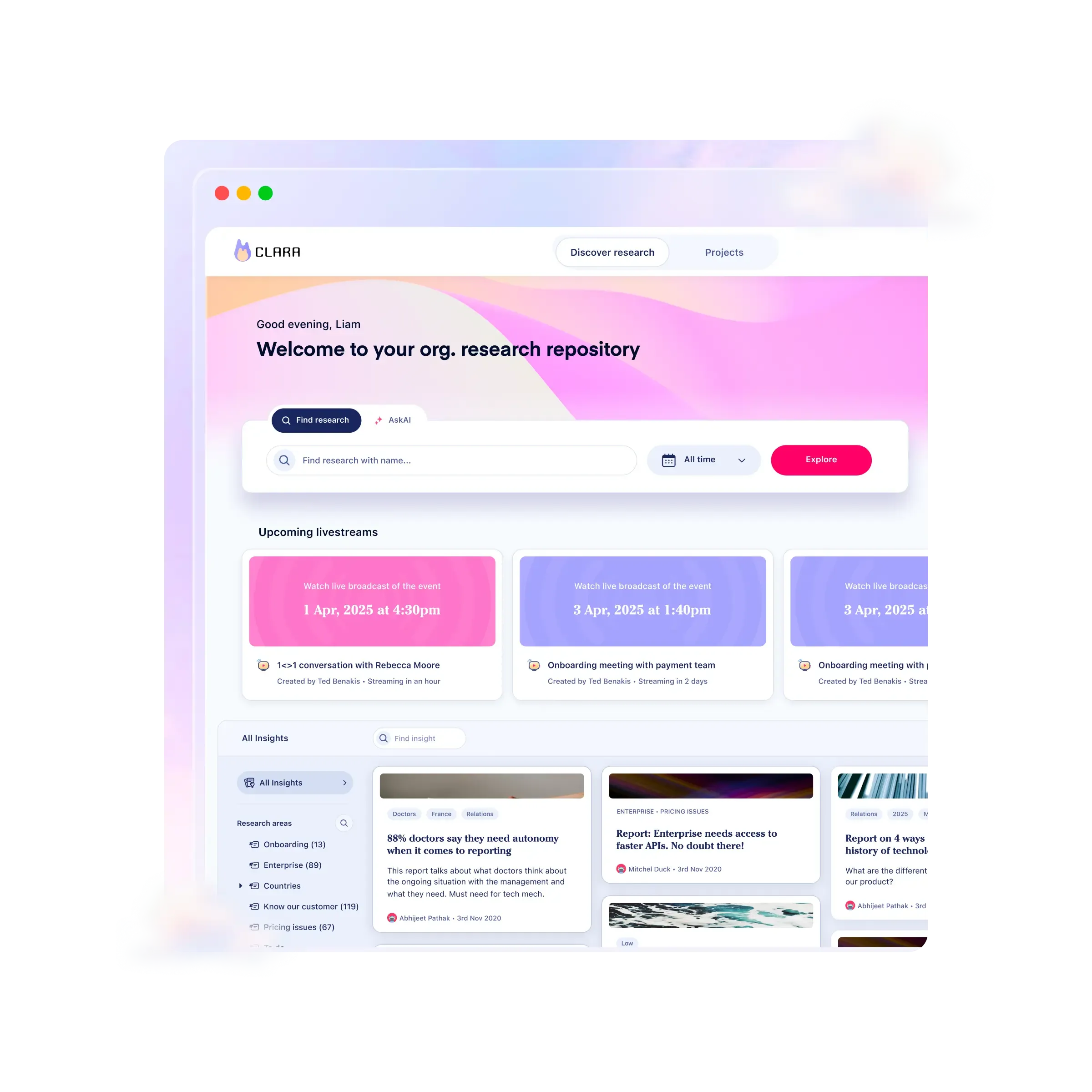 discover published insights directly from marvin's discover research section